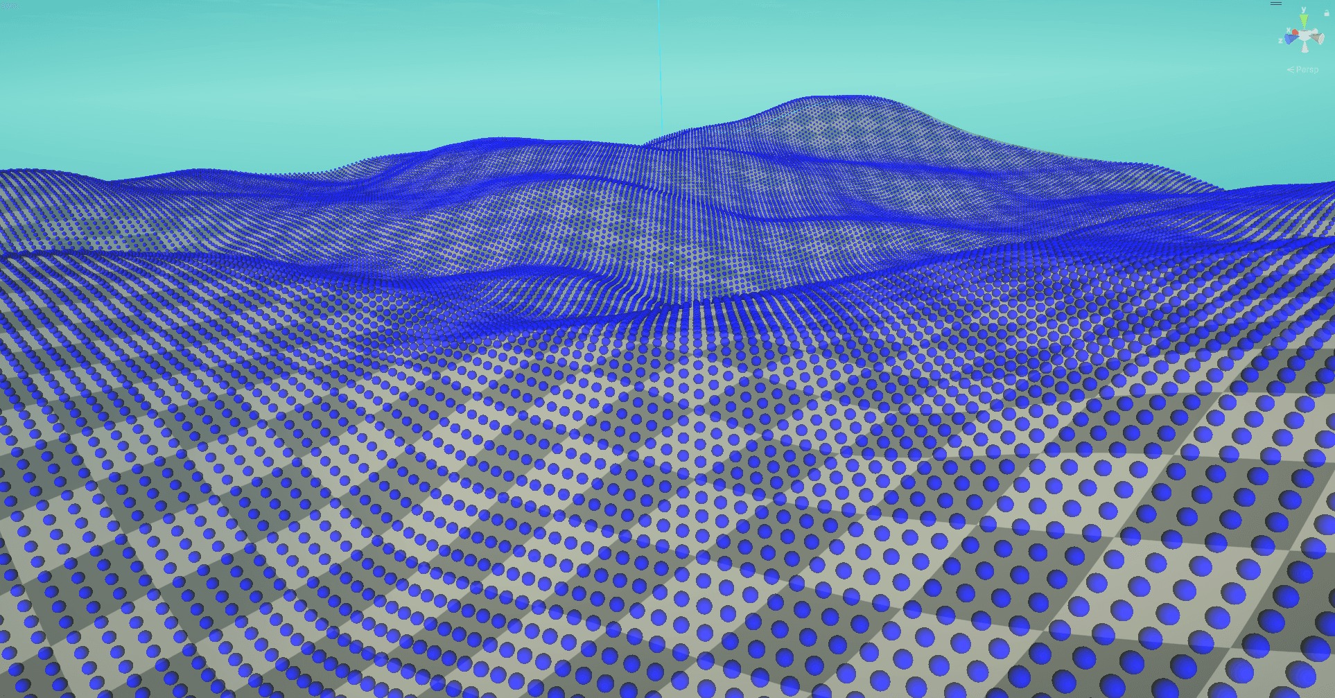 Placement points following the exact contours of a Unity terrain across a hillside